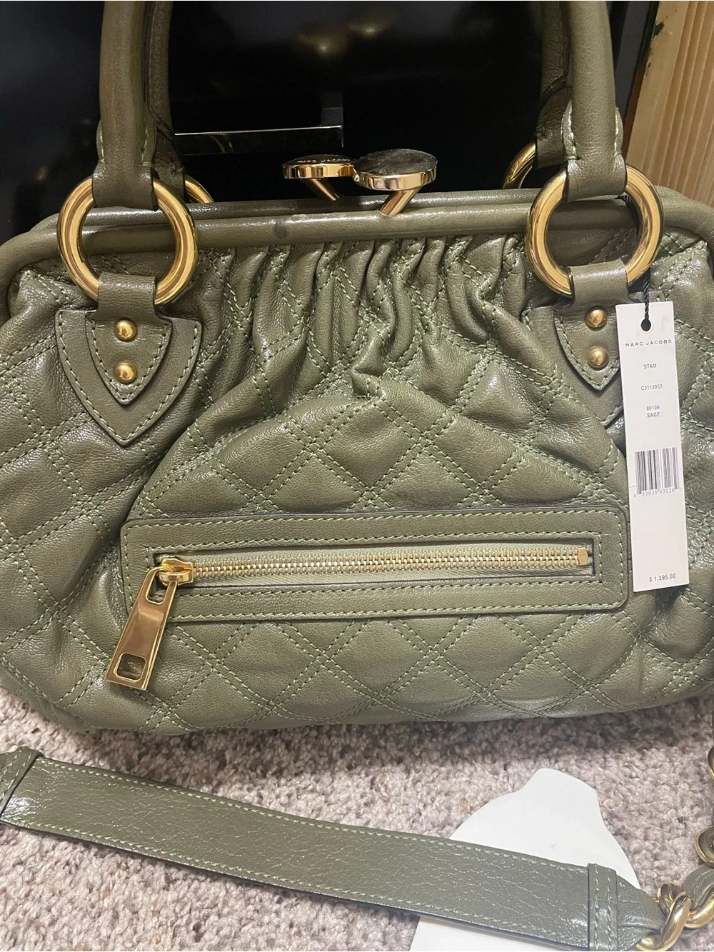 Original vintage Marc Jacobs Stam bag Sage Quilted Leather Satchel